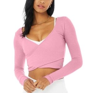 ALO Yoga Pink Long Sleeve Crop Top